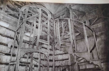 scale a chiocciola 2 2024 puntasecca su vetro acrilico cm 39x60